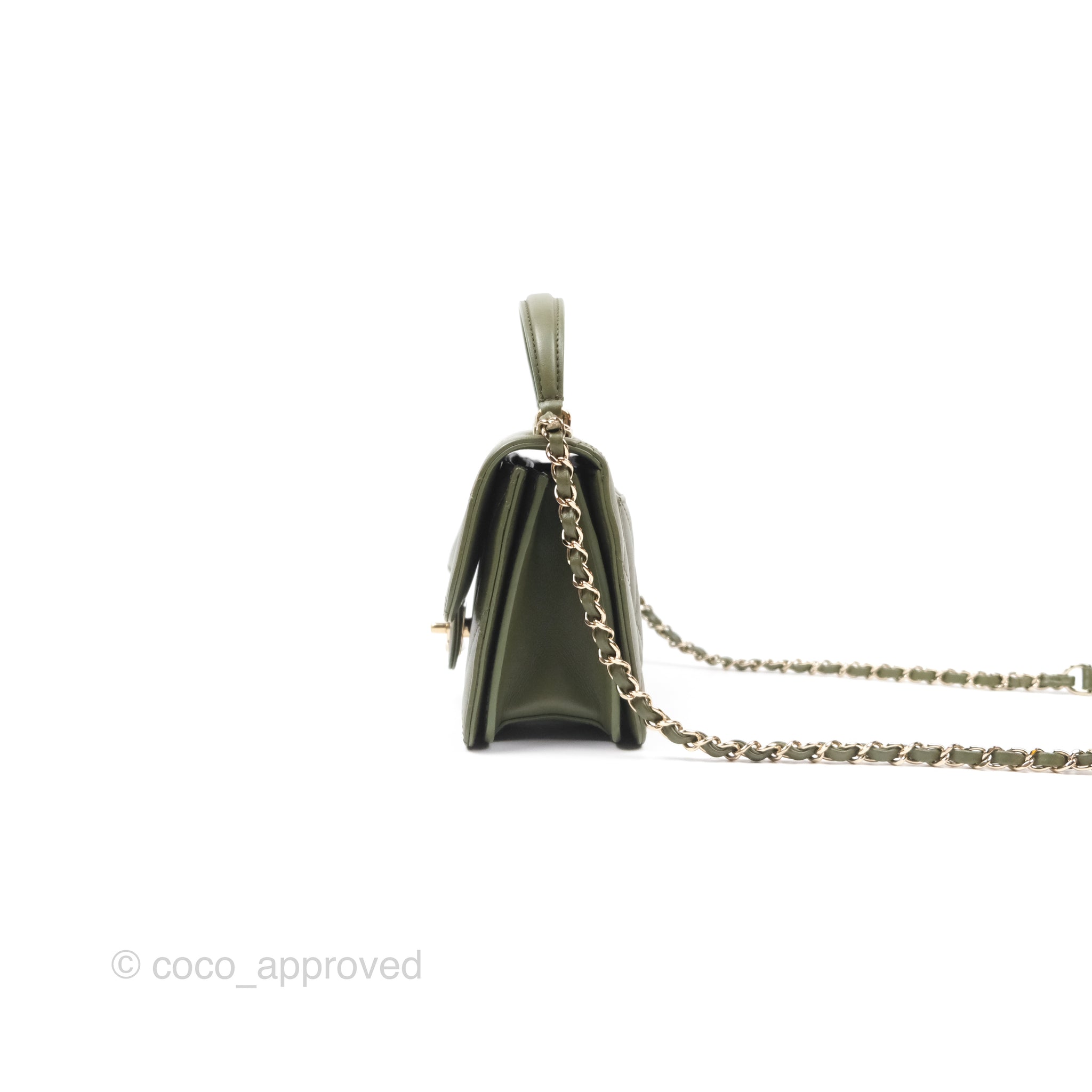 Chanel Small Coco Lady Quilted Flap Bag With Top Handle Olive