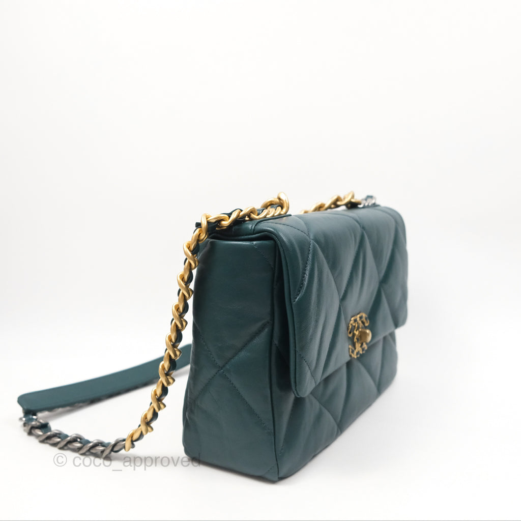 Chanel 19 Medium Green Goatskin Mixed Hardware