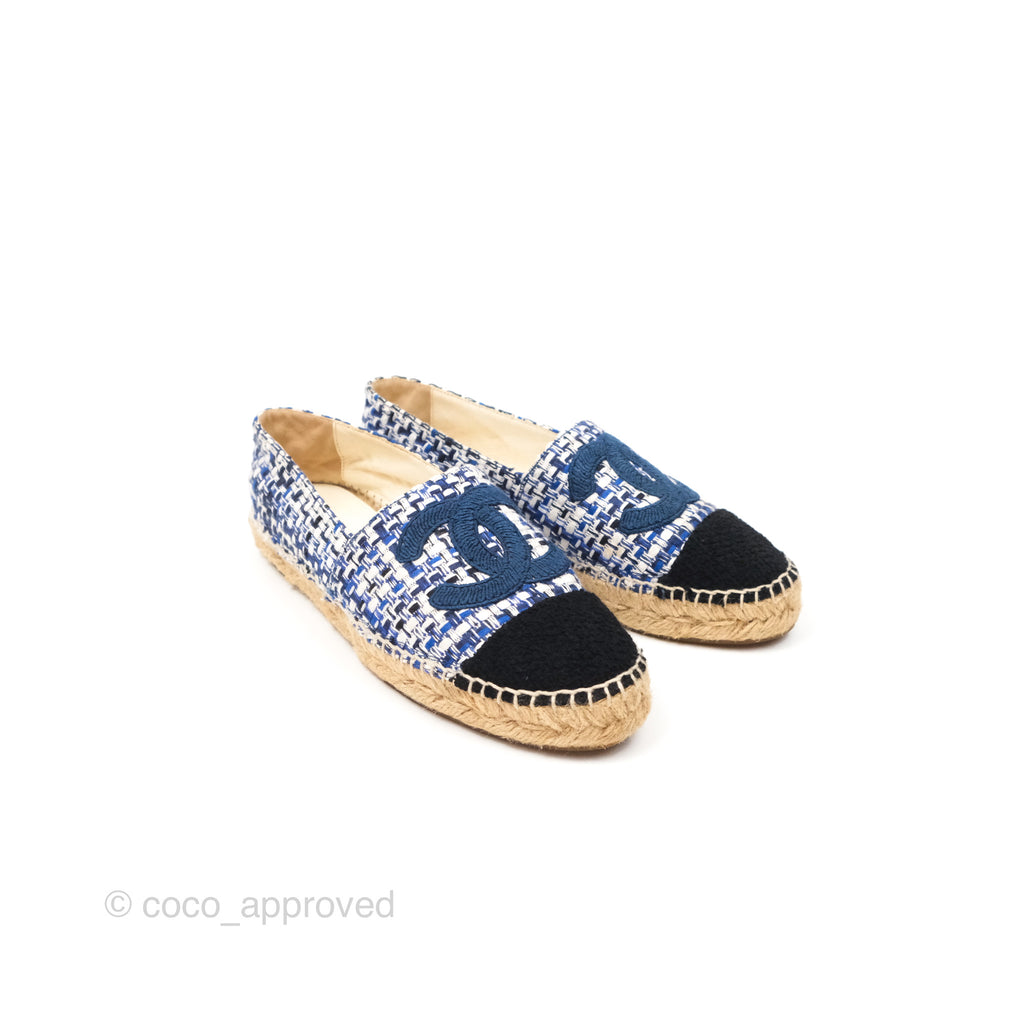 Chanel Espadrille Blue Tweed Size 38