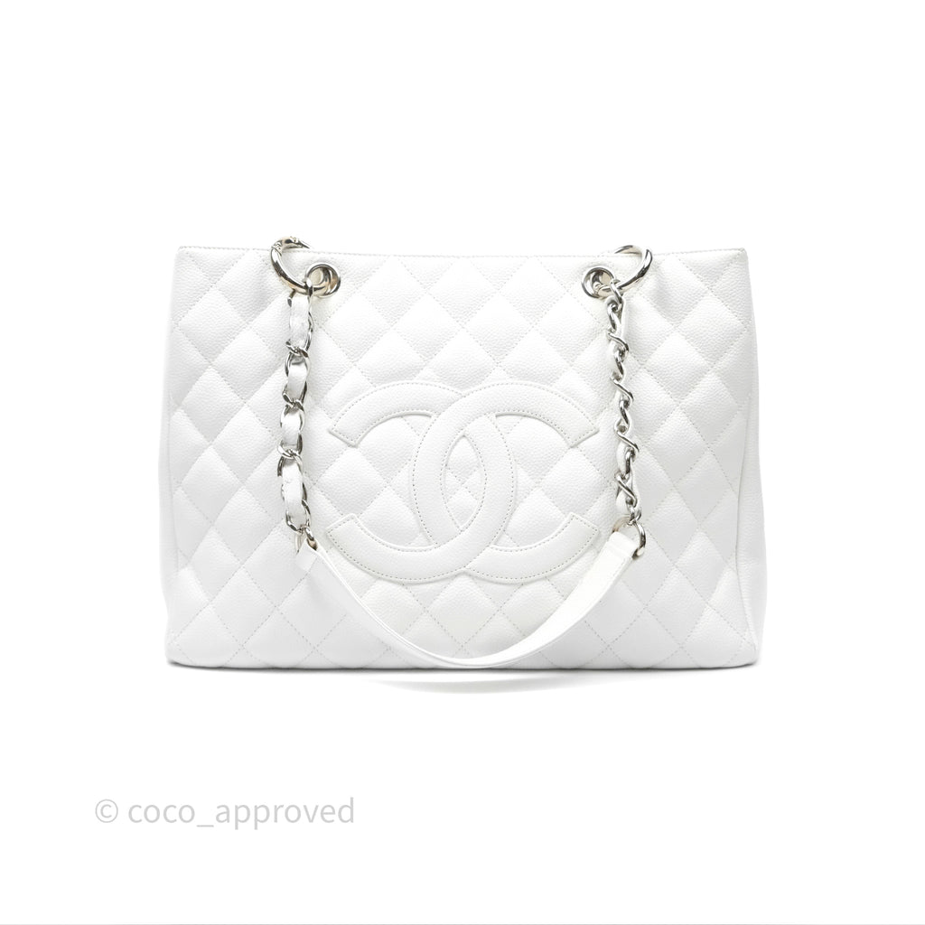 Chanel GST White Caviar Silver Hardware