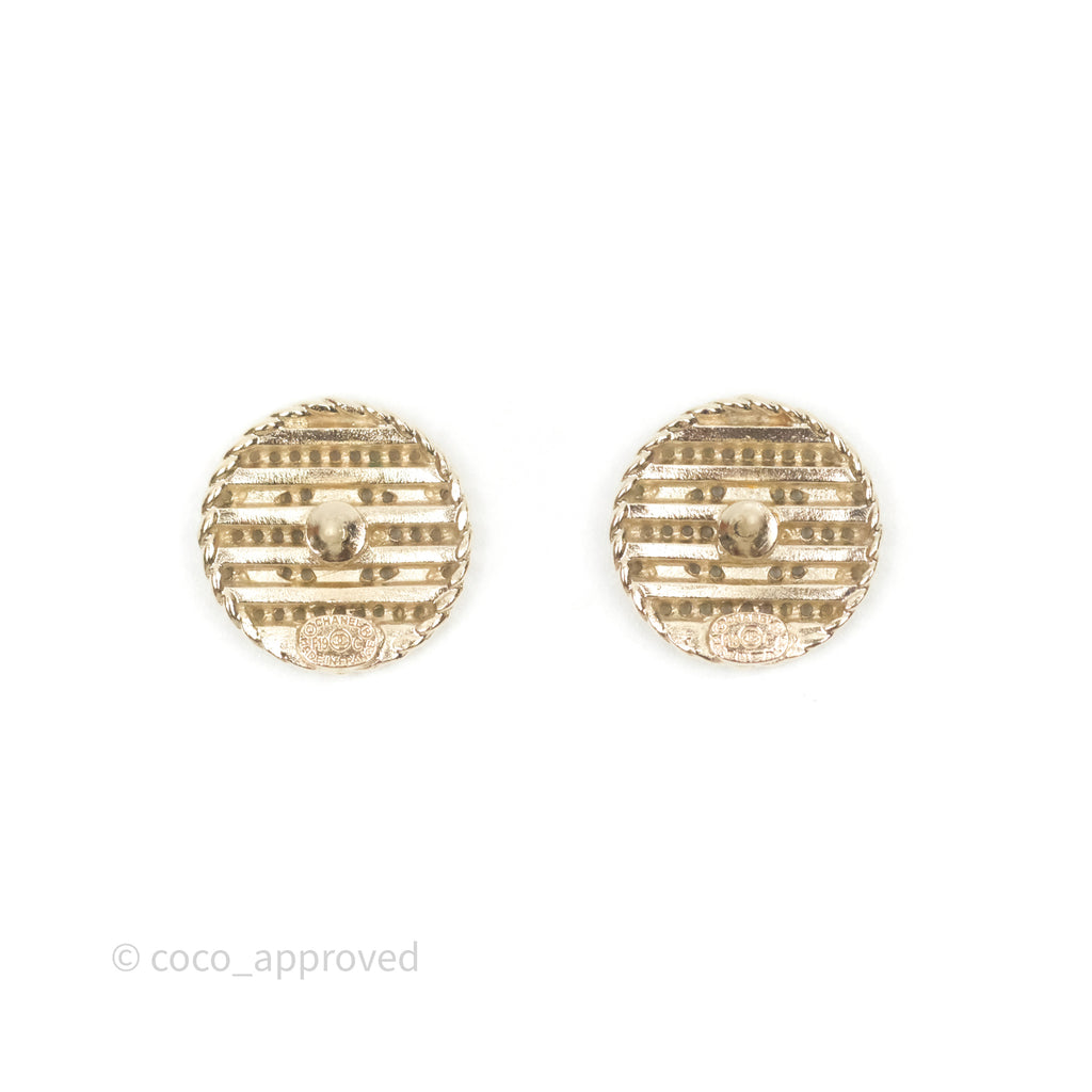 Chanel CC Round Earrings Gold Tone 19C