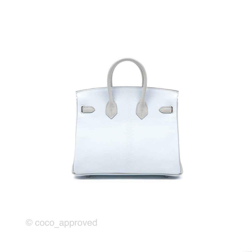 Hermès Birkin 25 Retourne HSS Blue Brume T0/ Gris Perle 80 Chevre Mysore Palladium Hardware