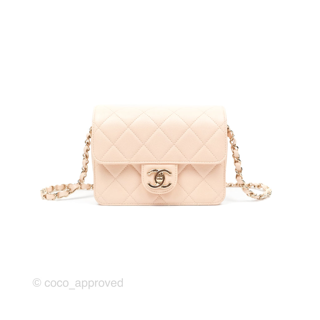 Chanel Quilted Small Like The Wallet Flap Light Beige Caviar Light Gold Hardware 22C