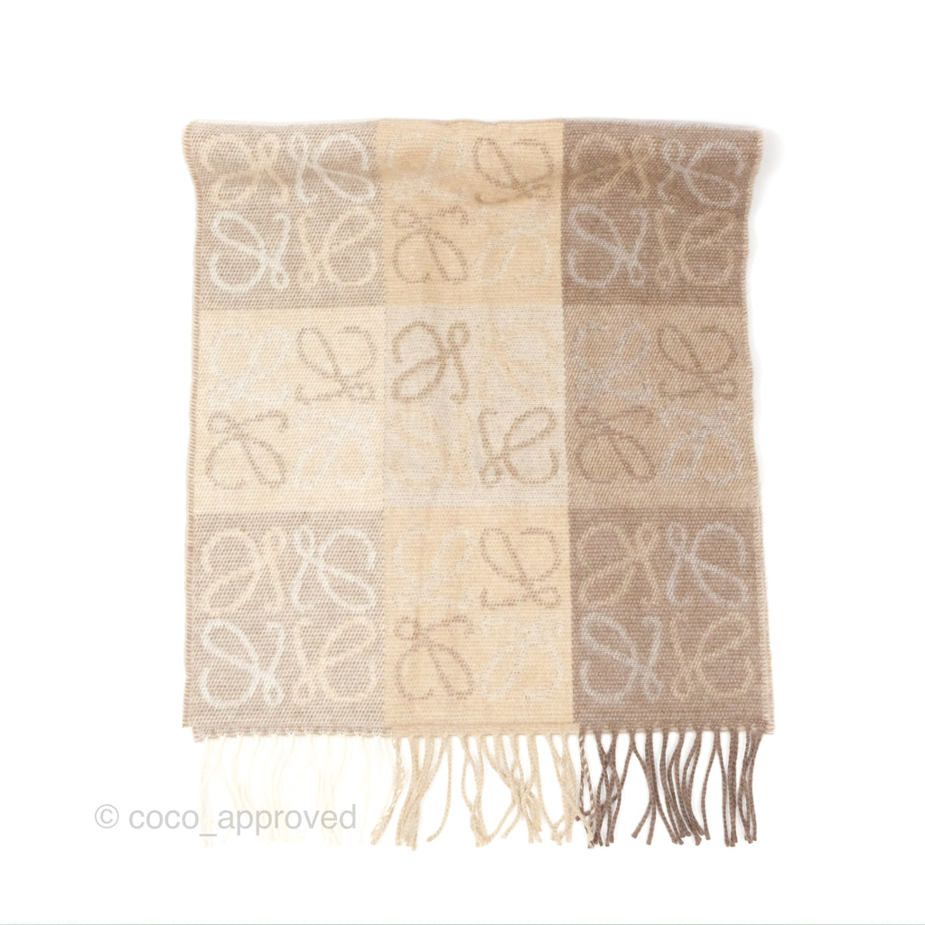 Loewe Anagram Wool Cashmere Scarf Beige