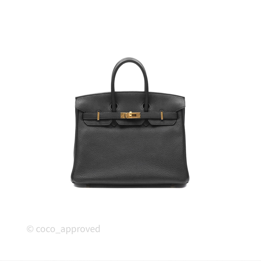 Hermès Retourne Birkin 25 Noir Togo Gold Hardware
