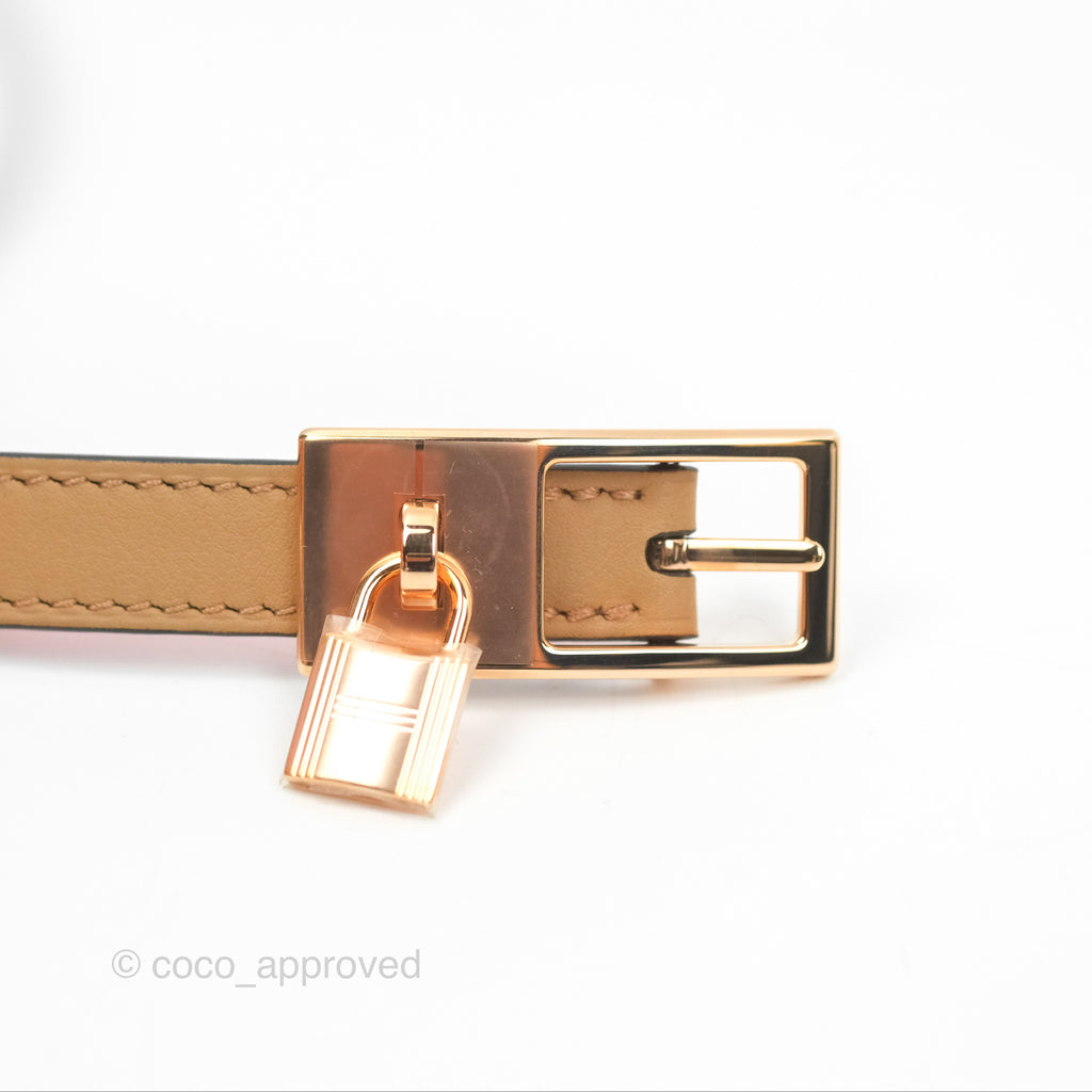 Hermès Lucky 15 Reversible Belt Chaï / Rose Jaipur Rose Gold Hardware Size 75