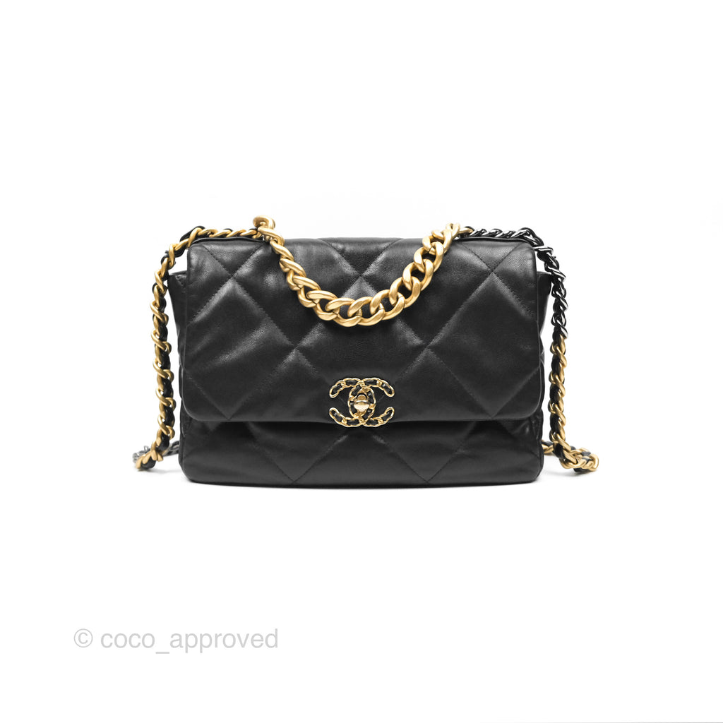 Chanel 19 Medium Black Goatskin Mixed Hardware