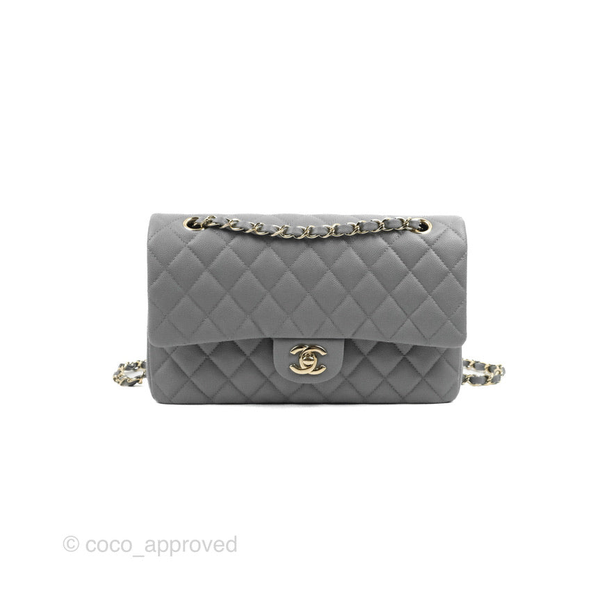 Chanel Classic M/L Medium Flap Quilted Grey Caviar Gold Hardware – Coco  Approved Studio