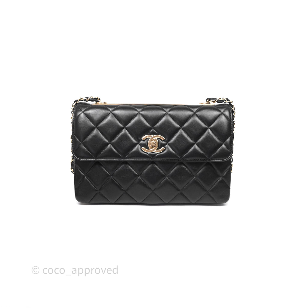 Chanel Medium Trendy CC Flap Bag Lambskin Black Aged Hardware