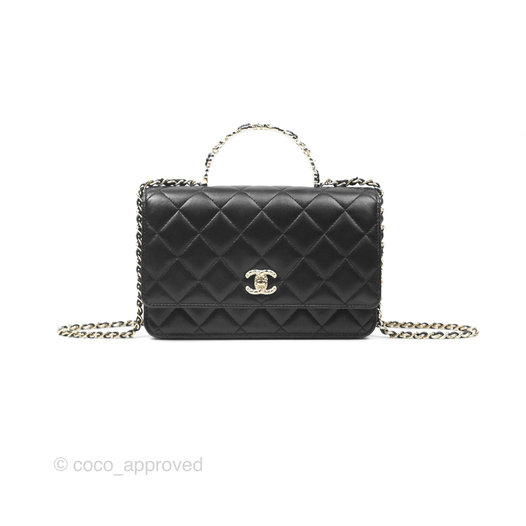 Chanel Camellia Handle WOC with Chain Black Lambskin 23K