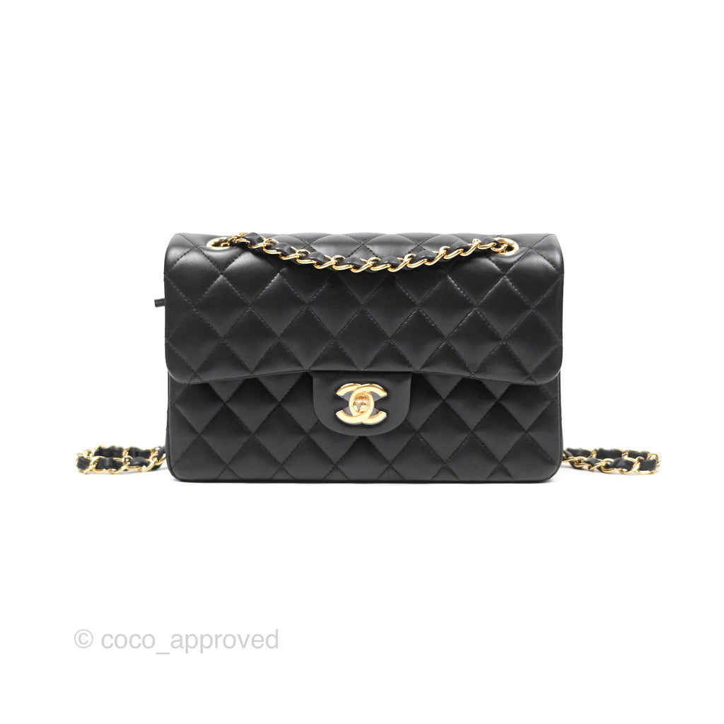 Chanel Small Classic Flap Quilted Black Lambskin Gold Hardware