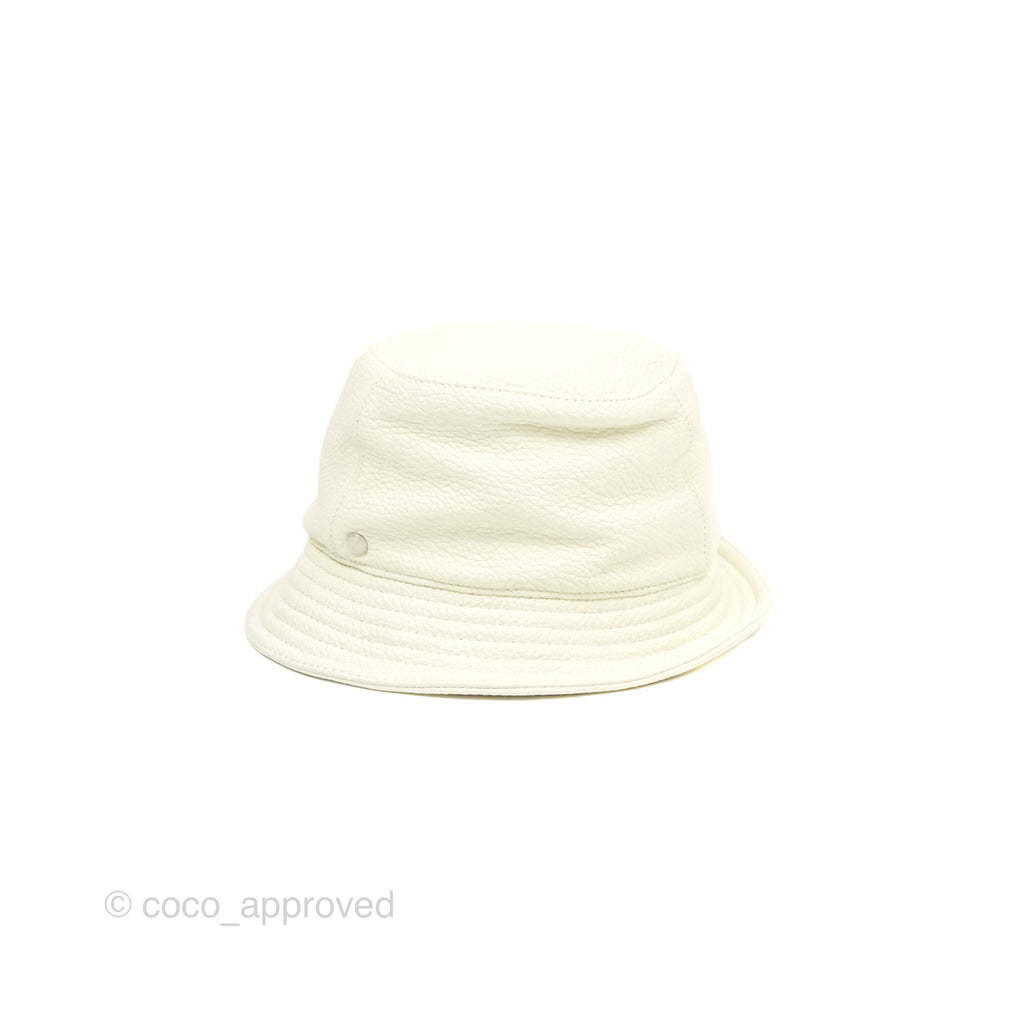 Hermes Calvi Bucket Hat Blanc Casse Deerskin
