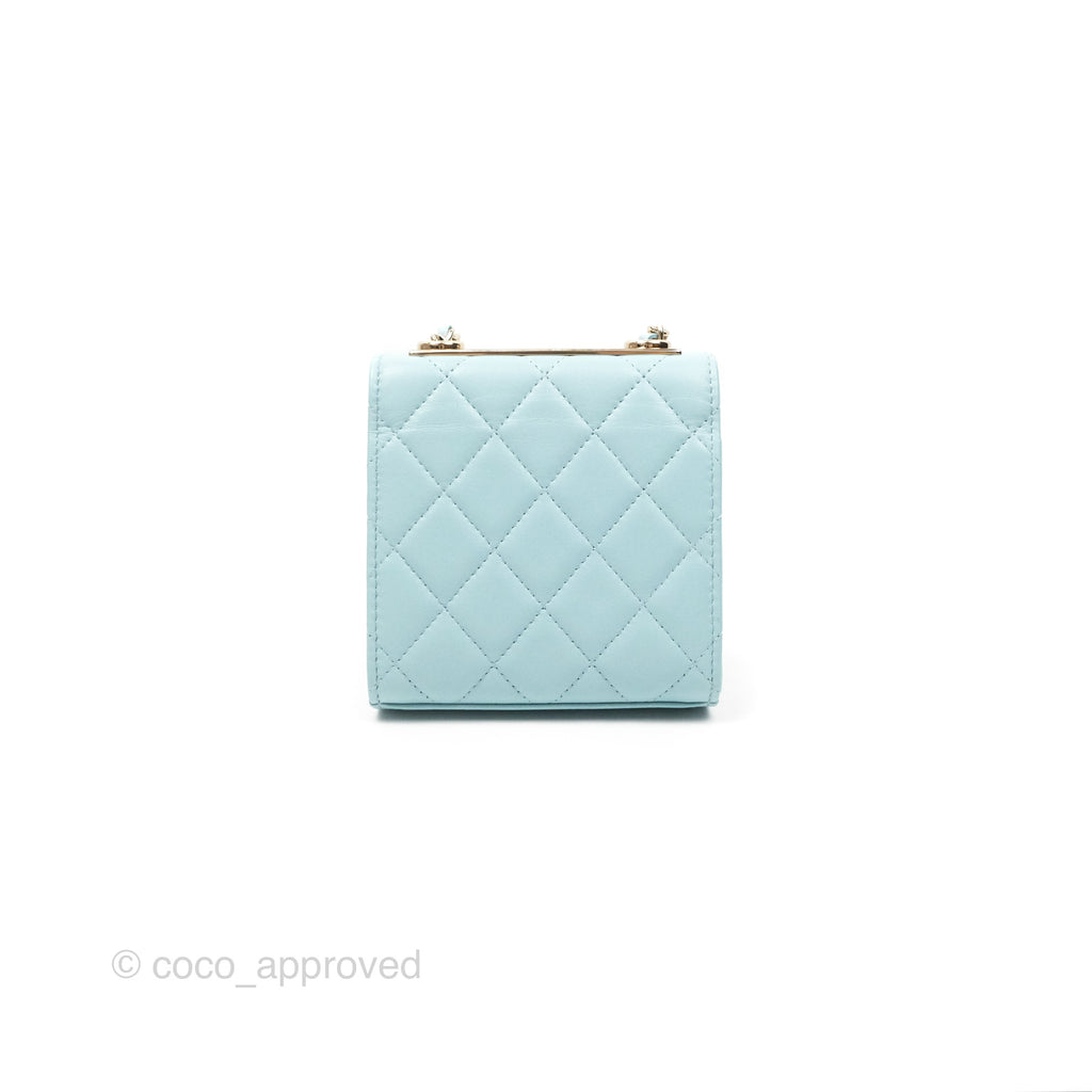 Chanel Mini Quilted Trendy CC Clutch With Chain Tiffany Blue Lambskin Gold Hardware