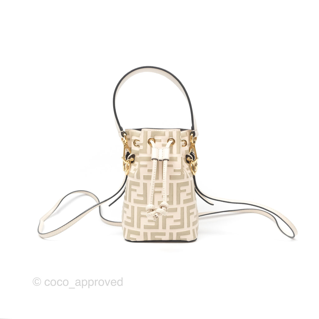 Fendi Mini Mon Tresor Bucket Bag FF Motif Beige