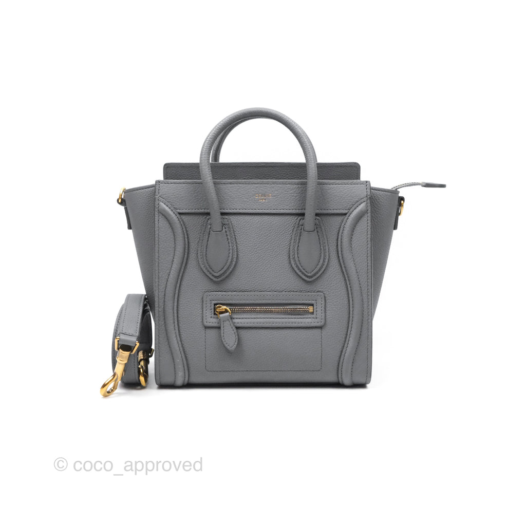 Celine Nano Luggage Bag Grey Drummed Calfskin