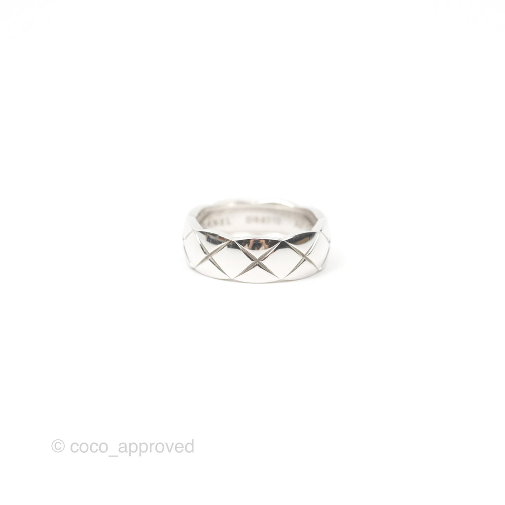 Chanel Coco Crush Ring Small Version 18K White Gold Size 53