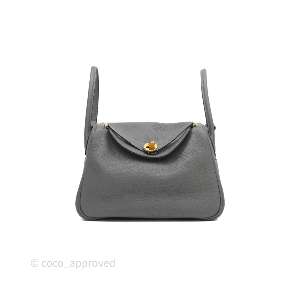 Hermès Lindy 26 Taurillion Clemence Gris Meyer 0L Gold Hardware