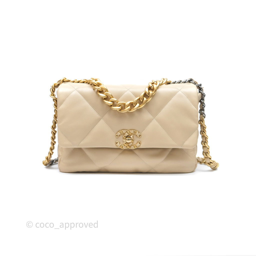 Chanel 19 Medium Beige Mixed Hardware