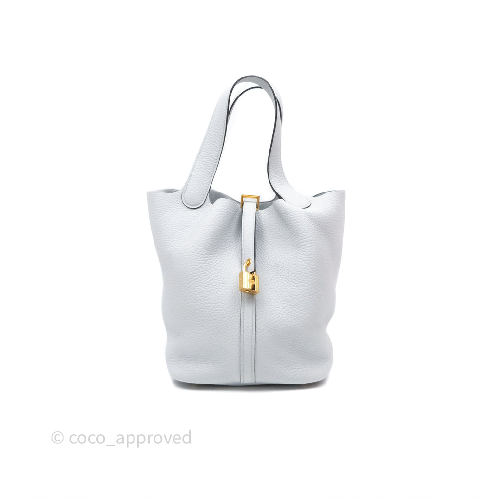 Hermès Picotin Lock 22 Bleu Pale 08 Clemence Gold Hardware