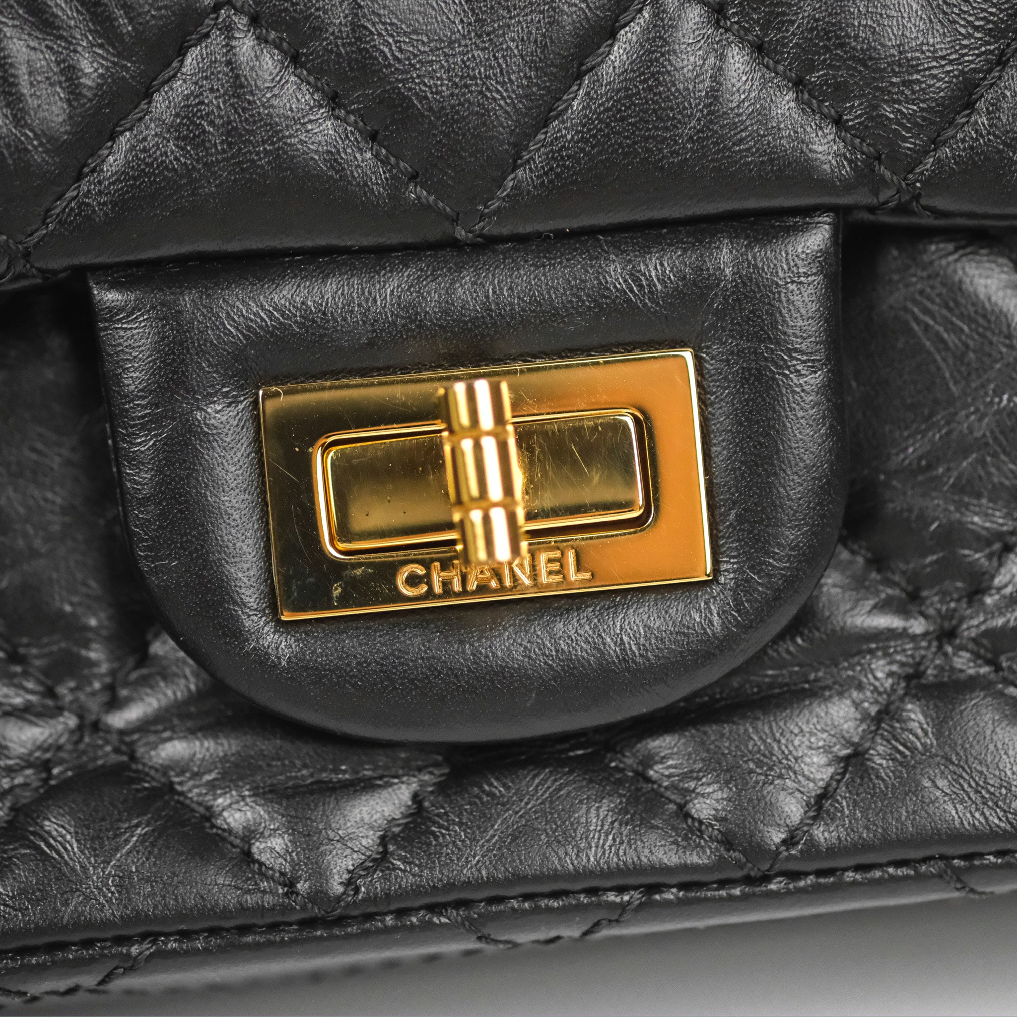 Chanel Mini Reissue 224 Black Aged Calfskin Gold Hardware – Coco
