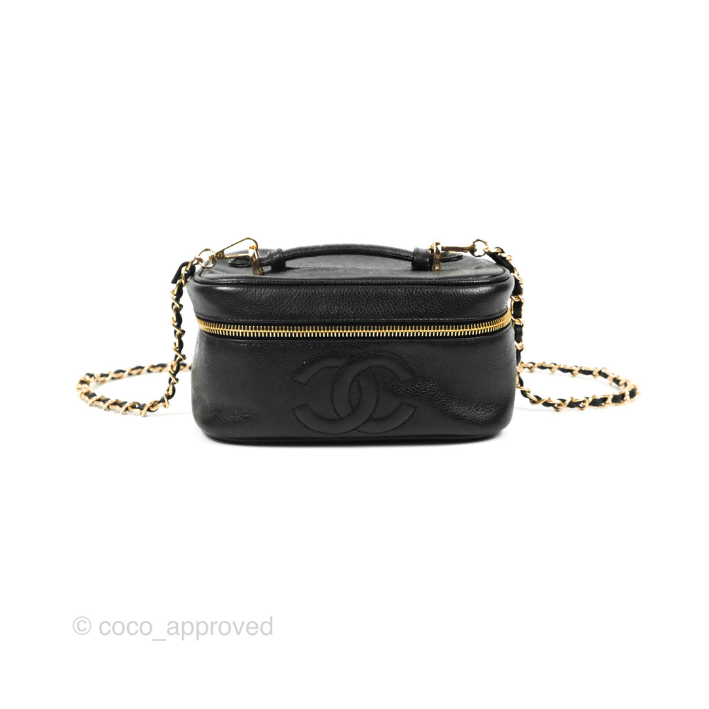 Chanel Vintage Vanity Case Black Caviar Gold Hardware