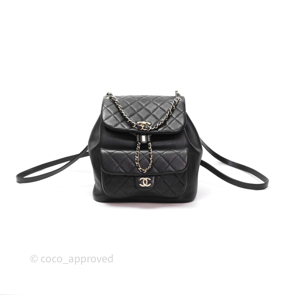 Chanel Quilted Large Duma Drawstring Backpack Black Calfskin