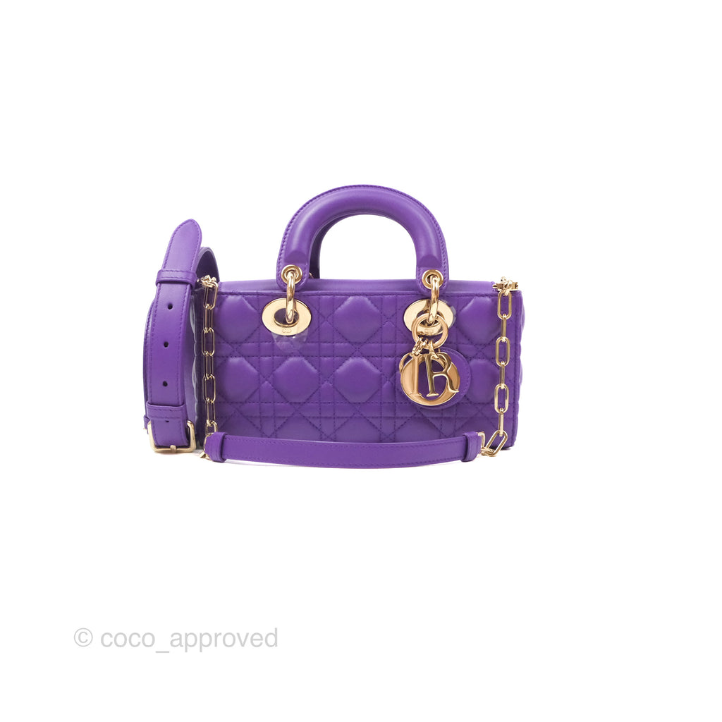 Dior Small Lady D-Joy Bag Purple Lambskin Cannage Gold Hardware