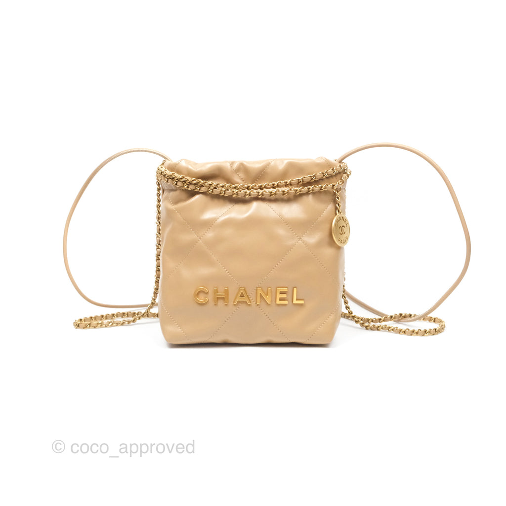 Chanel 22 Mini Bag Beige Shiny Crumpled Calfskin