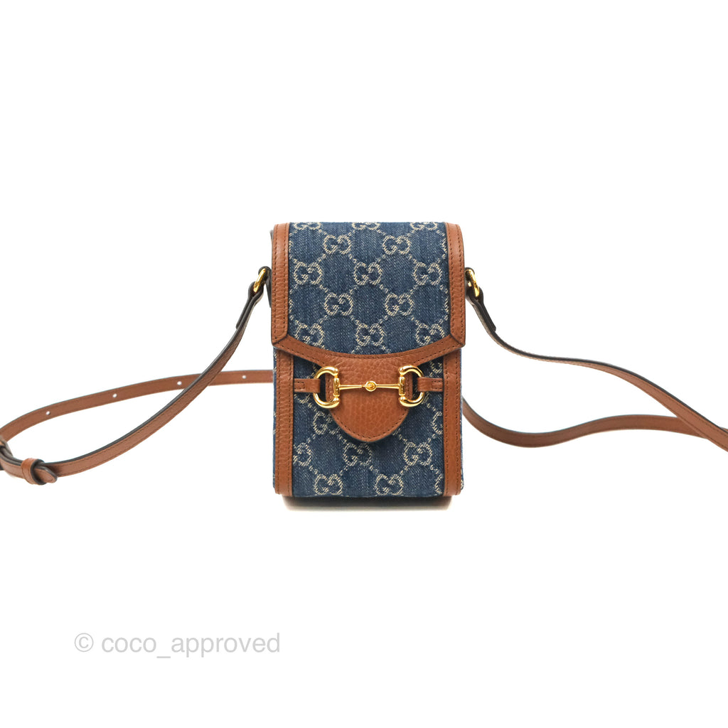 Gucci Horsebit 1955 Mini Bag GG Denim/ Brown Leather