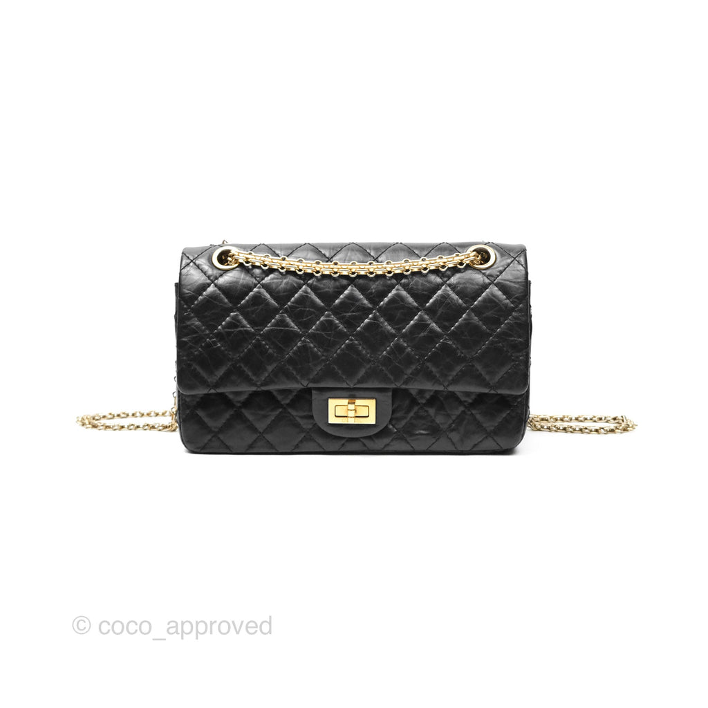 Chanel Reissue 225 Quilted Black Aged Calfskin Aged Gold Hardware