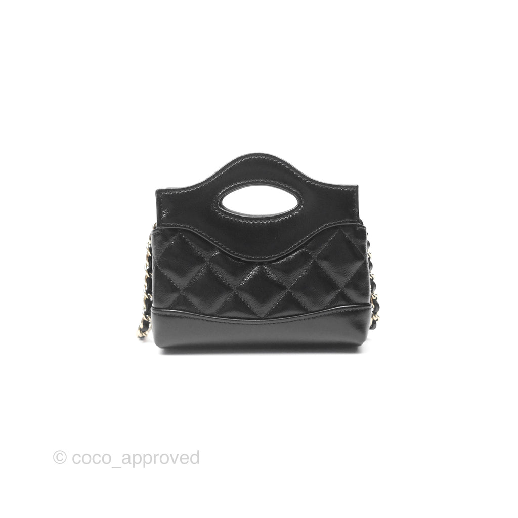 Chanel Micro 31 Black Shiny Calfskin Gold Hardware