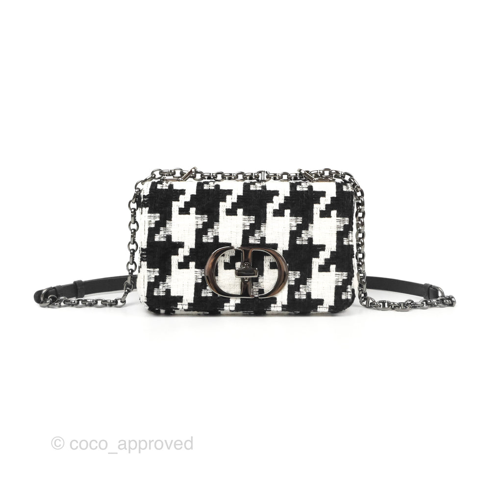 Dior Small Caro Bag Black & White Macro Houndstooth Fabric