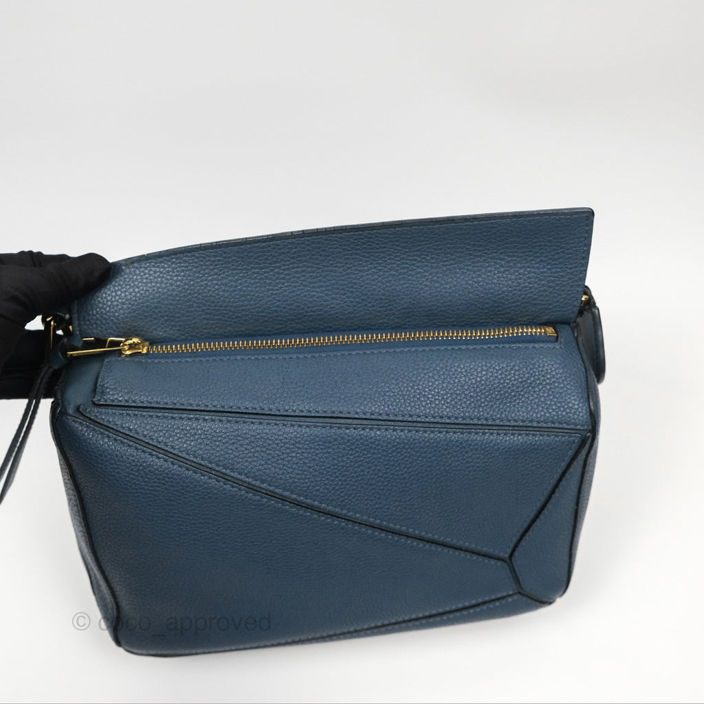 Loewe Small Puzzle Bag Navy Grained Calfskin