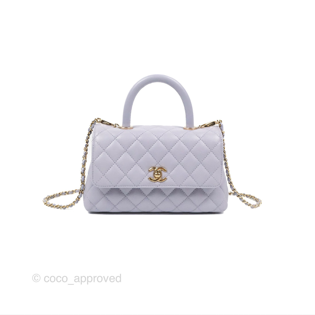 Chanel Small Coco Handle Quilted Lilac Caviar Gold Hardware