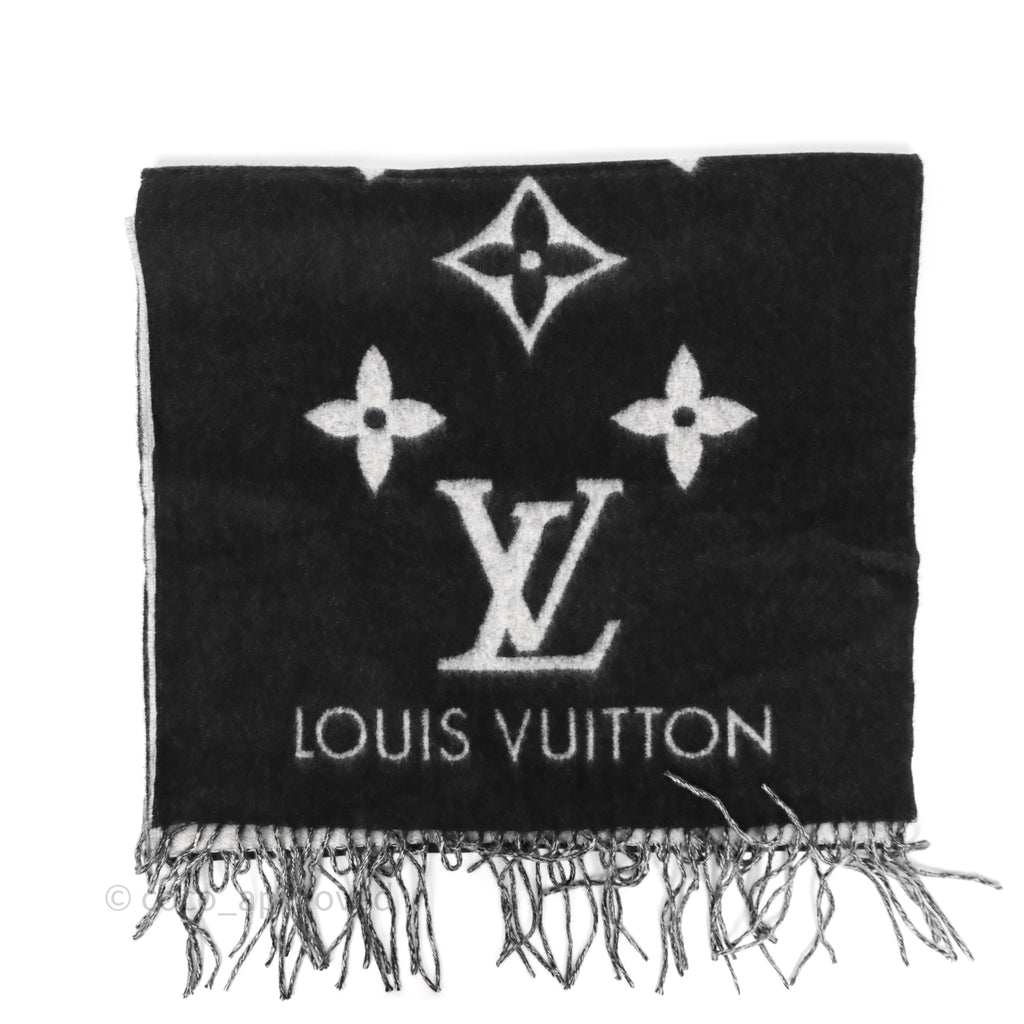 Louis Vuitton Reykjavik Scarf Cashmere Black Light Grey