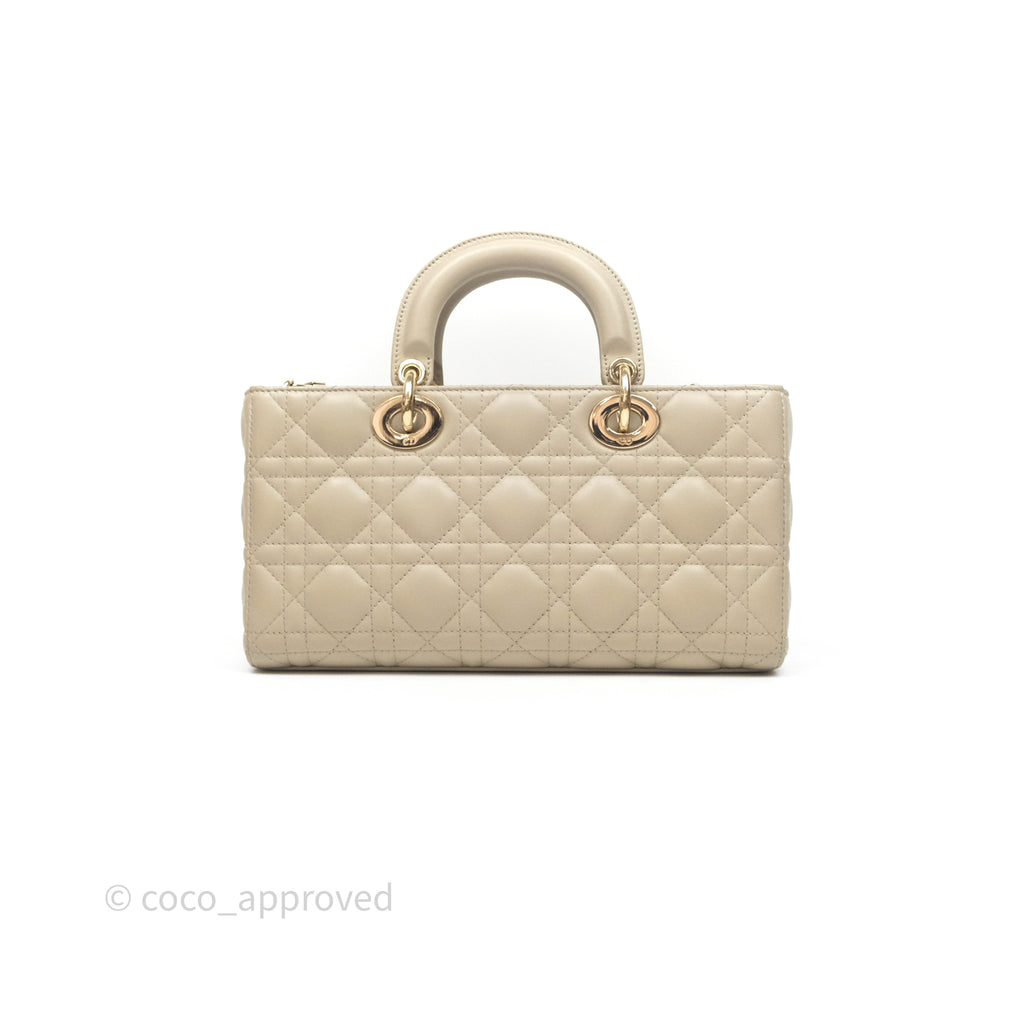 Dior Medium Lady D-Joy Bag Sand Lambskin Cannage Gold Hardware
