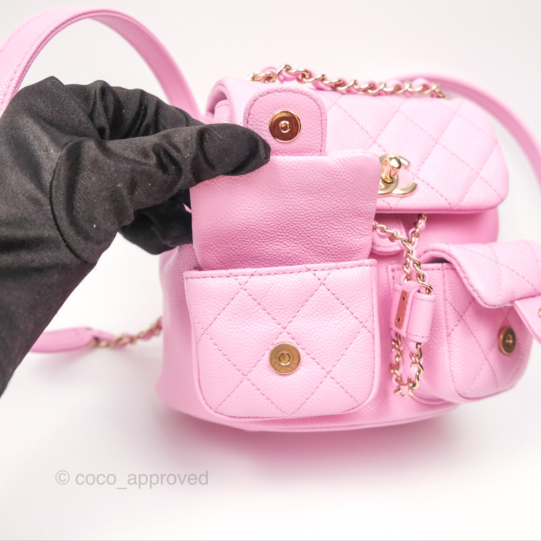 chanel mini backpack 2021 Chanel Mini Duma Backpack Pink Caviar Gold Hardware 23P – Coco Approved Studio