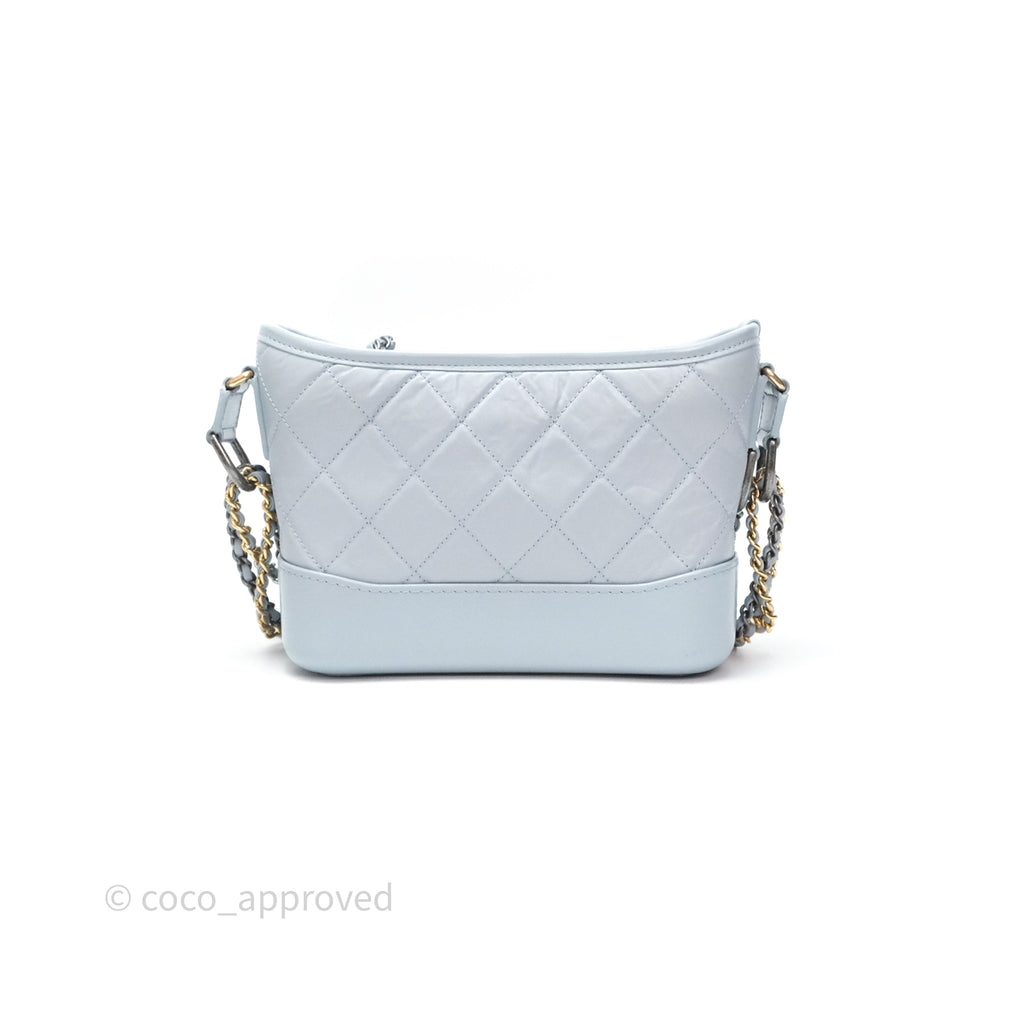 Chanel Small Gabrielle Hobo Quilted Light Blue Aged Calfskin