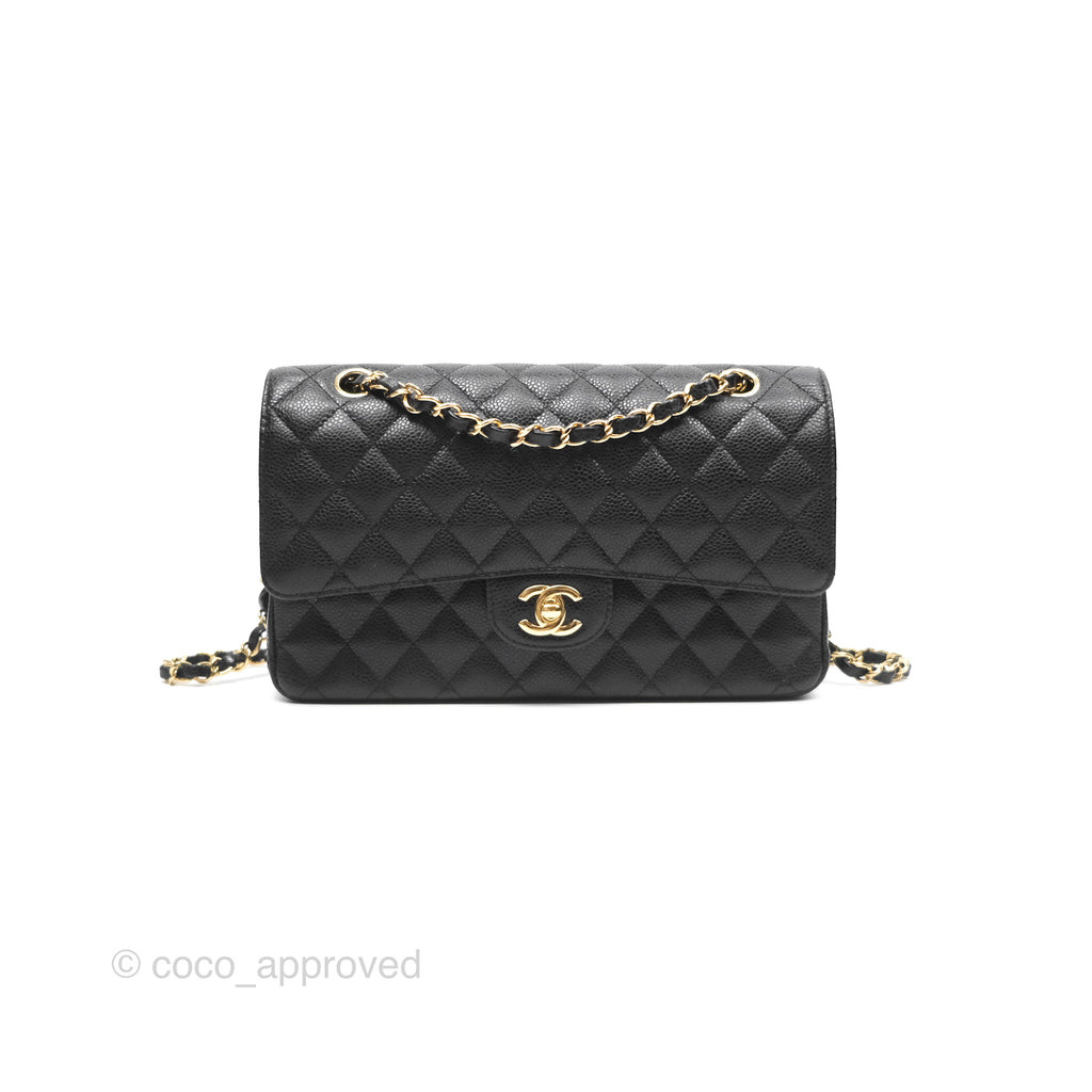 Chanel Classic M/L Medium Flap Quilted Black Caviar Gold Hardware