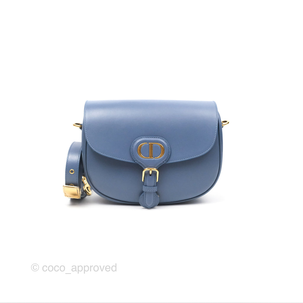 Christian Dior Medium Bobby Bag Blue Calfskin Gold Hardware