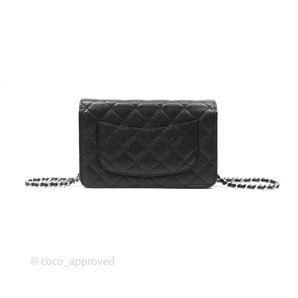 Chanel Quilted Classic Wallet on Chain WOC Black Caviar Silver Hardware