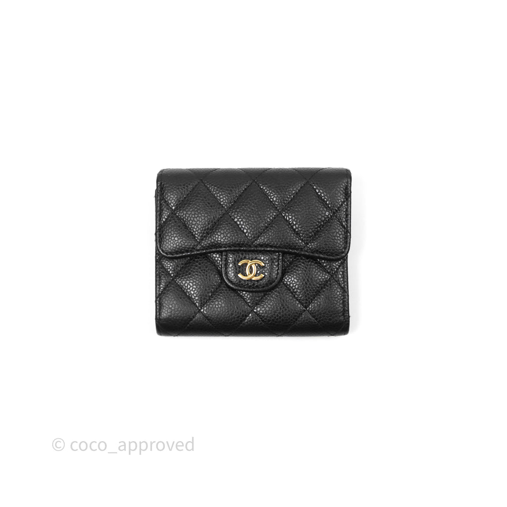 Chanel Classic Short Flap Wallet Black Caviar Gold Hardware