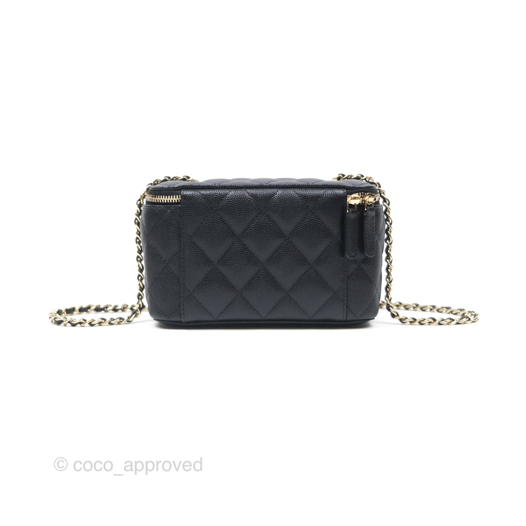 Chanel Vanity Rectangular With Chain Black Caviar Gold Hardware