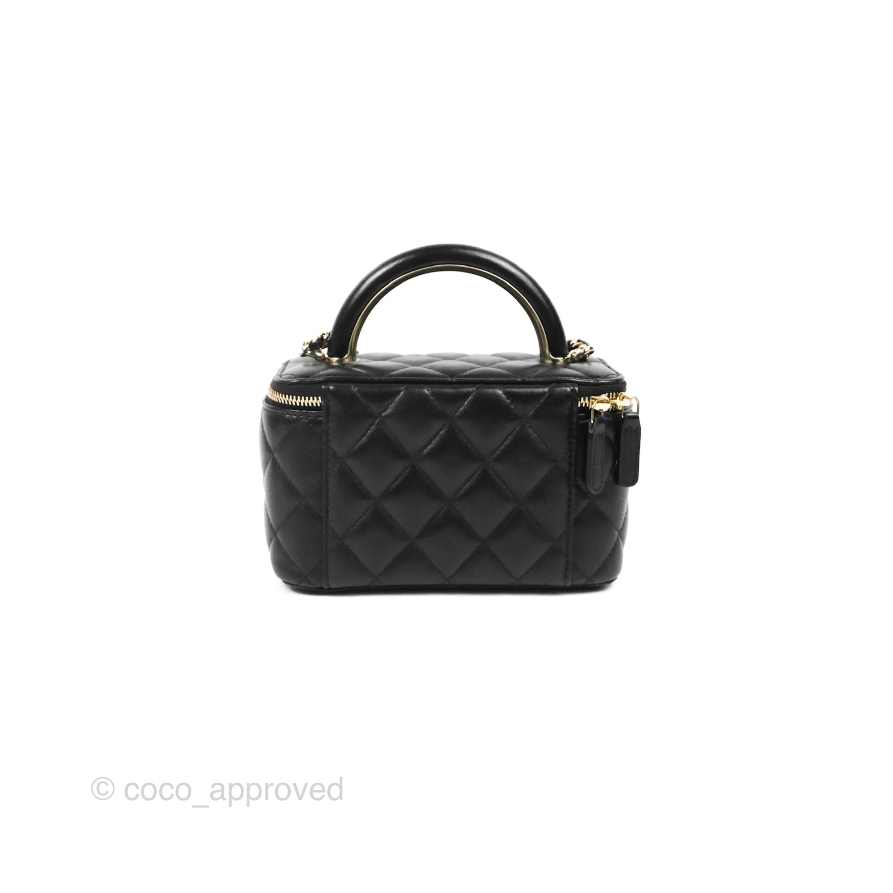 Chanel Vanity Rectangular Top Handle Black Lambskin Gold Hardware – Coco  Approved Studio