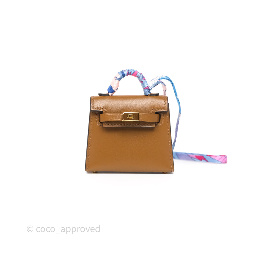 Hermes Mini Kelly Twilly Bag Charm Alezan 3G Tadelakt