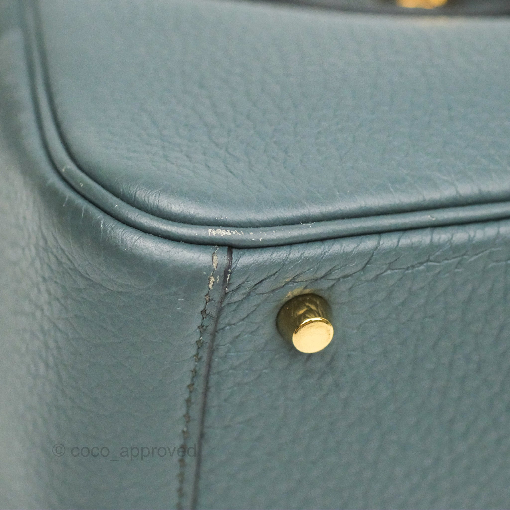 HERMÈS, DEEP BLUE MINI LINDY OF CLEMENCE LEATHER WITH GOLD HARDWARE, Handbags & Accessories, 2020