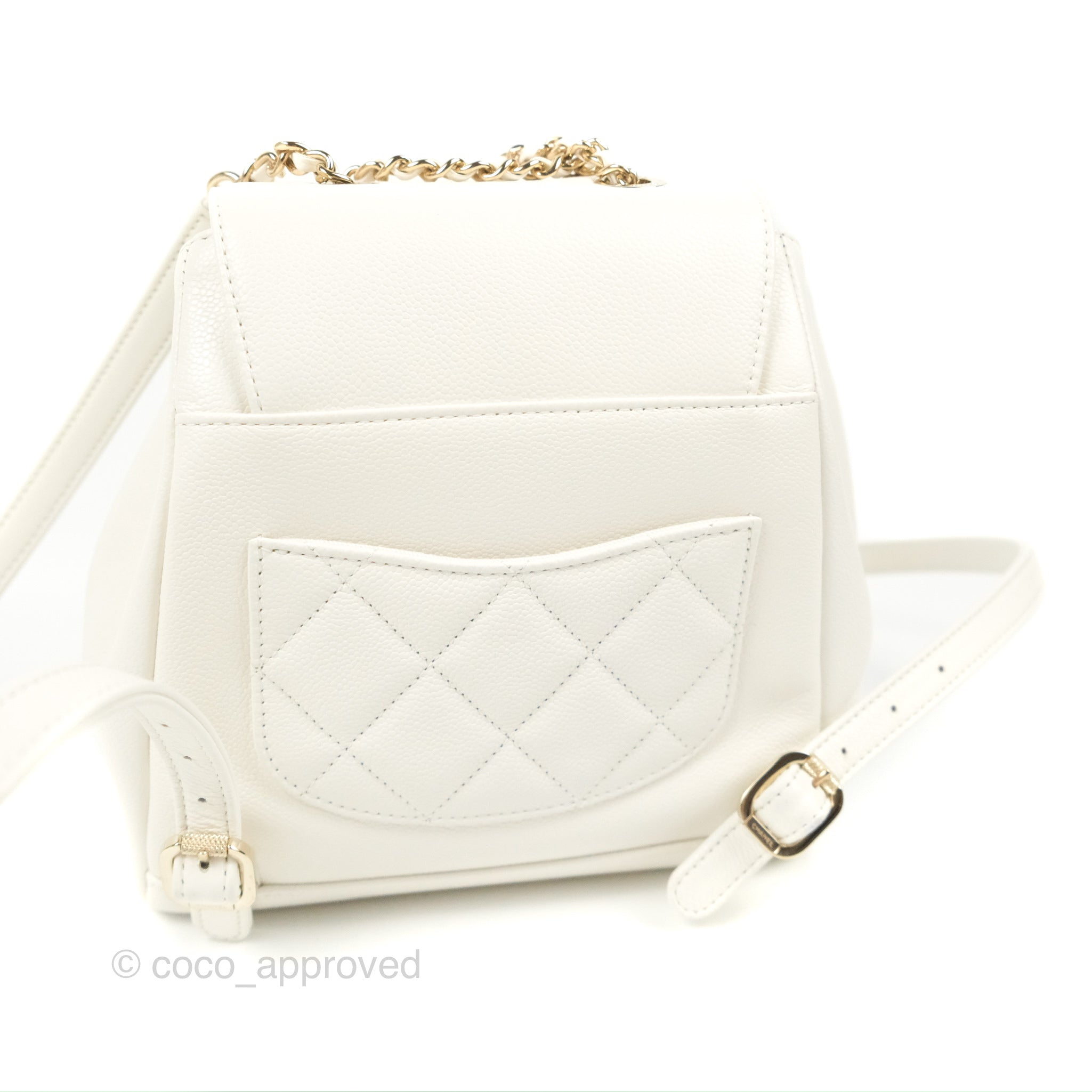 Chanel Mini Business Affinity Backpack White Caviar Gold Hardware