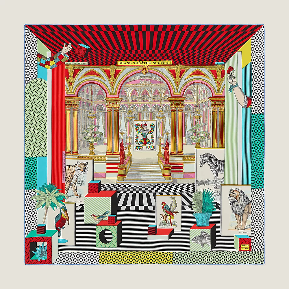 Hermès Grand Theater Nouveau Silk Scarf 90