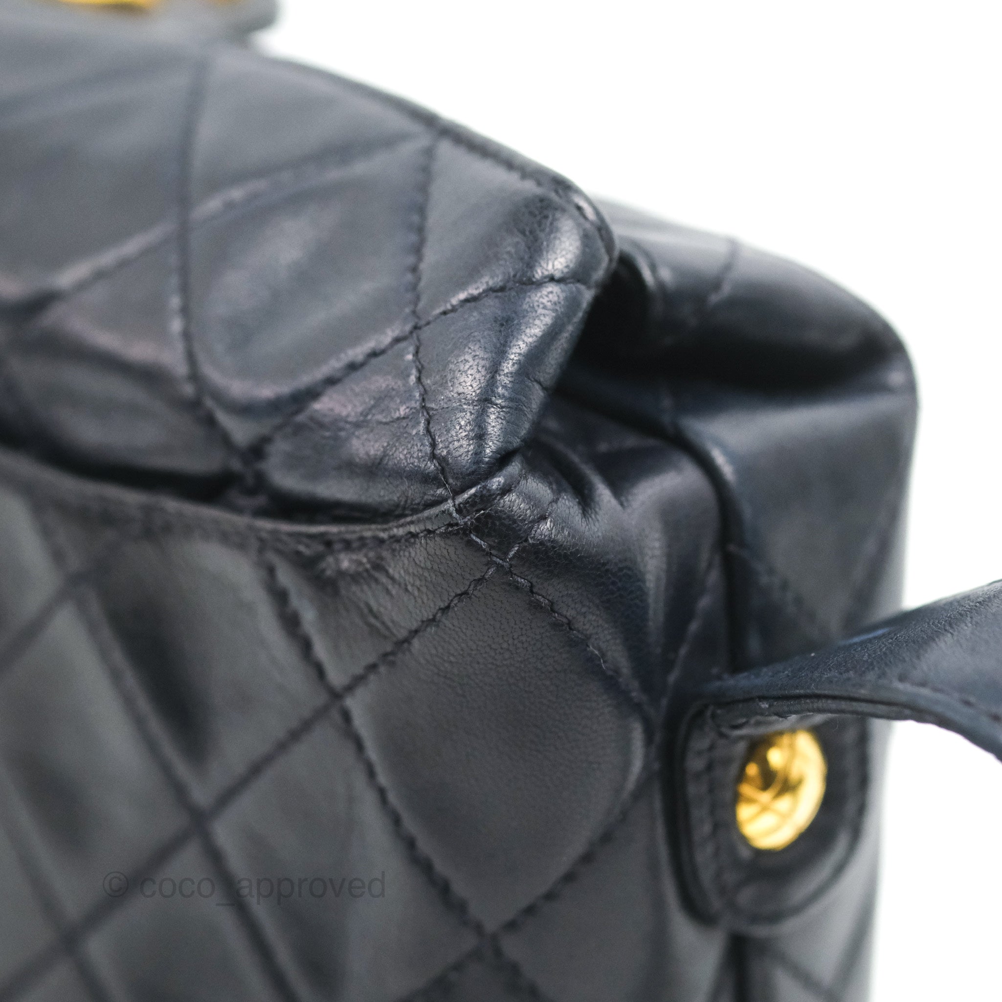 Chanel Vintage CC Box Shoulder Bag Navy Lambskin Gold Hardware