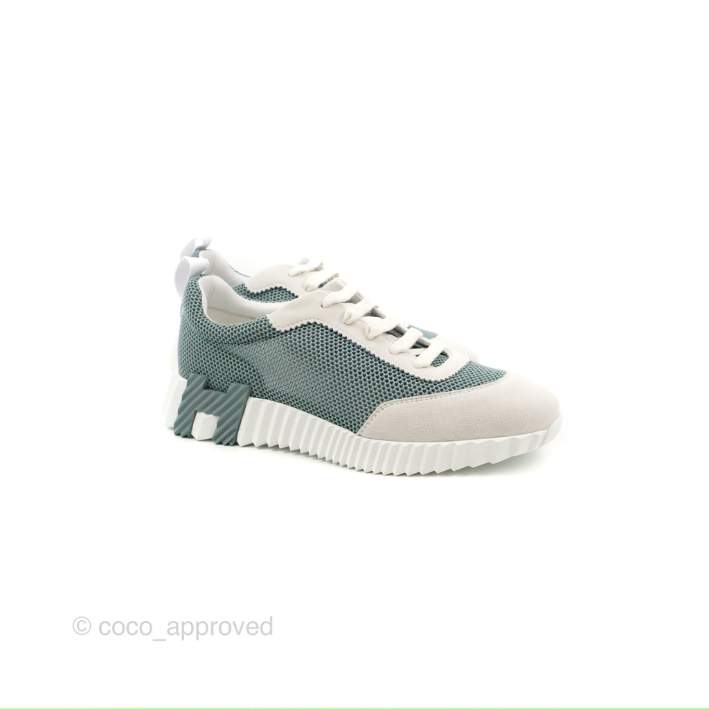 Hermes Bouncing Sneaker Vert D'eau/White Size 38